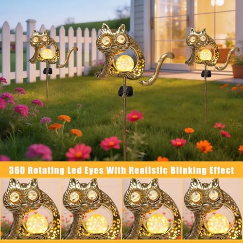 Solar Cat Garden Light Glowing Eye Outdoor Decor, alternate view 3