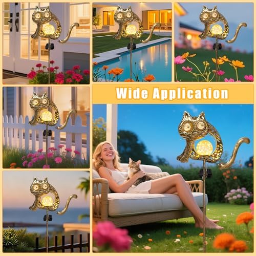 Solar Cat Garden Light Glowing Eye Outdoor Decor, alternate view 6