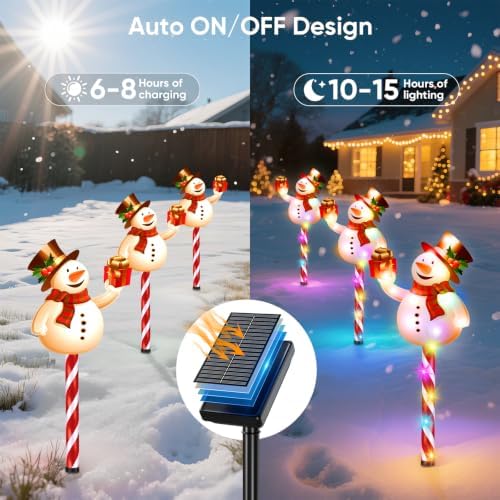 Solar Christmas Decorations Outdoor Pathway: 5Pack Snowman Christmas Lights, alternate view 6