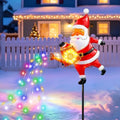 Solar Christmas Lights Outdoor Decorations, Santa Claus Watering Can Garden Stake with 90 LED Multicolor