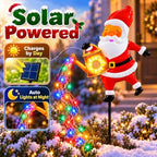 Solar Christmas Lights Outdoor Decorations, Santa Claus Watering Can Garden Stake with 90 LED Multicolor, alternate view 4