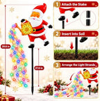 Solar Christmas Lights Outdoor Decorations, Santa Claus Watering Can Garden Stake with 90 LED Multicolor, alternate view 6
