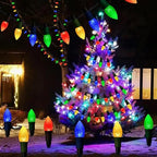 Solar Christmas Pathway Lights, 20 LED C9 String Lights with 20 Stakes, 23FT Solar Powered Multicolored, alternate view 3