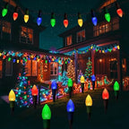 Solar Christmas Pathway Lights, 20 LED C9 String Lights with 20 Stakes, 23FT Solar Powered Multicolored, alternate view 5
