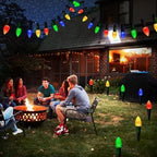 Solar Christmas Pathway Lights, 20 LED C9 String Lights with 20 Stakes, 23FT Solar Powered Multicolored, alternate view 6