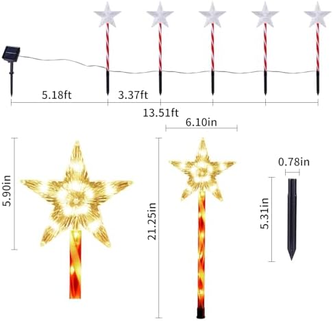 Solar Christmas Star Pathway Lights Outdoor Decorations, 10 Pack, alternate view 3