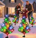 Solar Christmas Tree Outdoor Decor, 4 Pack Waterproof Solar Xmas Decorations Garden Stake Lights, Multi-Color, alternate view