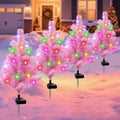 Solar Christmas Tree Outdoor Decor, 4 Pack Waterproof Solar Xmas Decorations Garden Stake Lights, Multi-Color