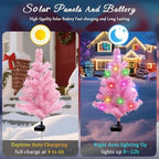 Solar Christmas Tree Outdoor Decor, 4 Pack Waterproof Solar Xmas Decorations Garden Stake Lights, Multi-Color, alternate view