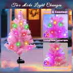 Solar Christmas Tree Outdoor Decor, 4 Pack Waterproof Solar Xmas Decorations Garden Stake Lights, Multi-Color, alternate view