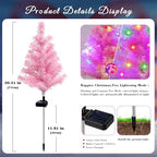 Solar Christmas Tree Outdoor Decor, 4 Pack Waterproof Solar Xmas Decorations Garden Stake Lights, Multi-Color, alternate view