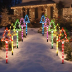 Solar Christmas Tree Pathway Lights Outdoor Decorations, 10 Pack, alternate view 2