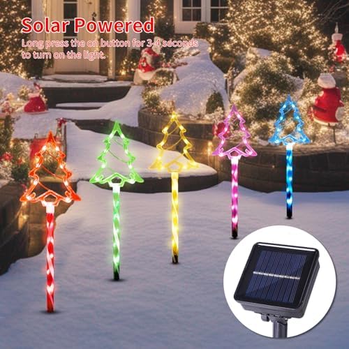 Solar Christmas Tree Pathway Lights Outdoor Decorations, 10 Pack, alternate view 5