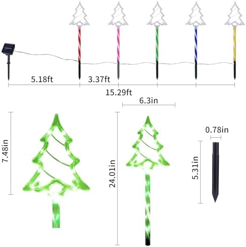 Solar Christmas Tree Pathway Lights Outdoor Decorations, 10 Pack, alternate view 6