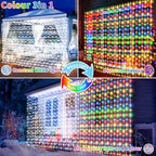 Solar Curtain Lights 10x10Ft 300LED Twinkle Fairy String Lights Multicolor Cool White Dual Color Changing, alternate view 2