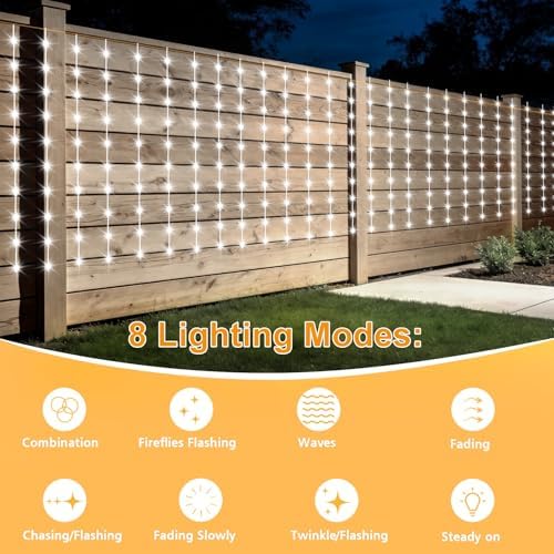 Solar Curtain Lights 300 LED Outdoor Curtain Lights Waterproof in 300LED-Cool White, alternate view 6