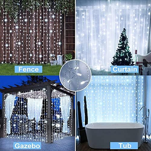 Solar Curtain Lights Outdoor Garden 300 LED Fairy String Lights 8 Modes Remote Control Waterproof Waterfall, alternate view 2