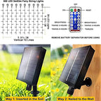 Solar Curtain Lights Outdoor Garden 300 LED Fairy String Lights 8 Modes Remote Control Waterproof Waterfall, alternate view 3