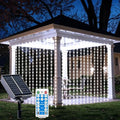 Solar Curtain Lights Outdoor Waterproof, 300LED 9.8x9.8FT Fairy String Lights with USB-C & Solar Charging