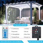 Solar Curtain Lights Outdoor Waterproof, 300LED 9.8x9.8FT Fairy String Lights with USB-C & Solar Charging, alternate view 2