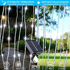 Solar Curtain Lights Outdoor Waterproof, 300LED 9.8x9.8FT Fairy String Lights with USB-C & Solar Charging, alternate view 3