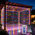 Solar Curtain Lights Remote Control, Outdoor Garden Lights 300 LED 8 Modes Remote Control Waterproof Solar