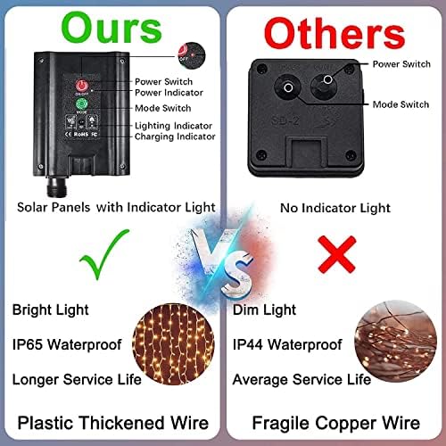 Solar Curtain Lights Remote Control, Outdoor Garden Lights 300 LED 8 Modes Remote Control Waterproof Solar, alternate view 4