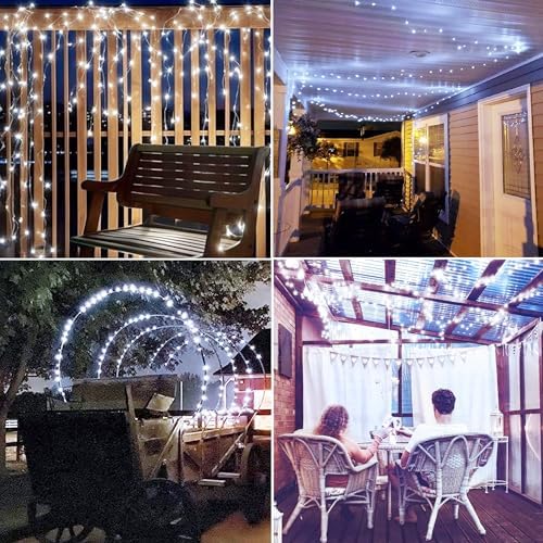 Solar Fairy Lights, 2-Pack Total 80FT 240LED String Lights, White in White, alternate view 4