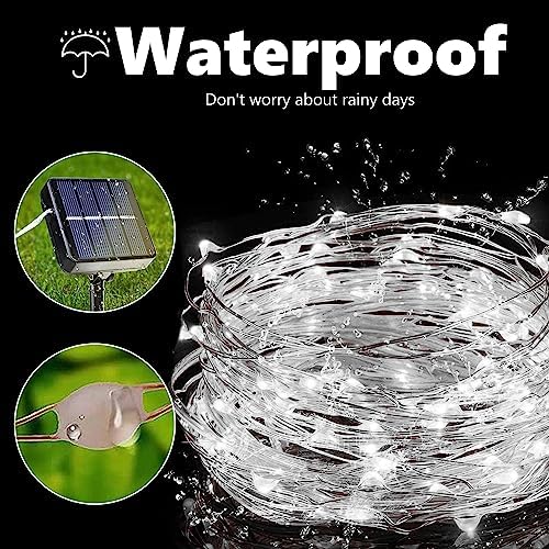 Solar Fairy Lights, 2-Pack Total 80FT 240LED String Lights, White in White, alternate view 5