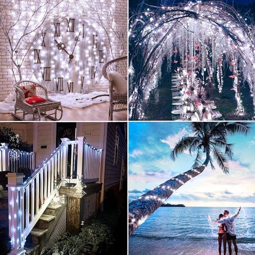 Solar Fairy Lights, 2-Pack Total 80FT 240LED String Lights, White in White, alternate view 6