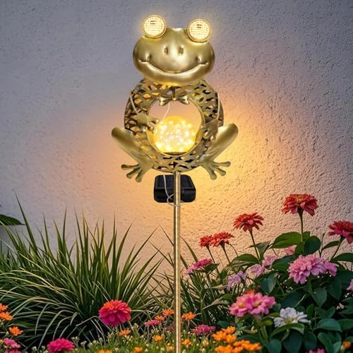 Solar Frog Garden Light Glowing Eye Solar Lights Outdoor