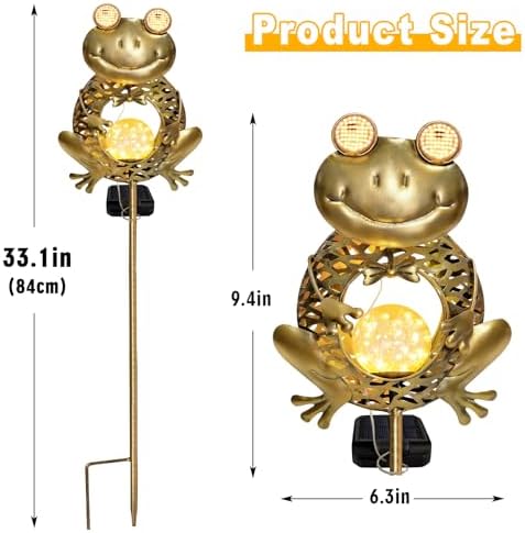 Solar Frog Garden Light Glowing Eye Solar Lights Outdoor, alternate view 2