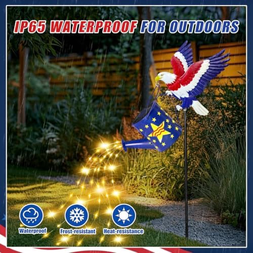 Solar Garden Lights, Eagle Watering Can for Patriotic Outdoor Decor, alternate view 4