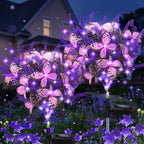 Solar Garden Lights Outdoor, 2 Pack Purple Lavender Solar Butterfly Lights Gardening Gifts for Women, Artificial
