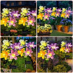 Solar Garden Lights Outdoor 4 Pack Lily Lights with Butterflies, Waterproof, alternate view 6