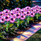 Solar Garden Lights Outdoor, 4 Pack Solar Multicolor Sunflower Lights with 24 Head 3.5 Inch Flowers, Waterproof