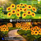 Solar Garden Lights Outdoor, 4 Pack Solar Sunflower Lights with 24 Head 3.5 Inch Flowers, Waterproof Flowers, alternate view