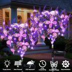 Solar Garden Lights Outdoor, 6 Pack Purple Lavender Solar Butterfly Lights Gardening Gifts for Women, Artificial, alternate