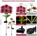 Solar Garden Lights Outdoor, 6 Pack Solar Brown Sunflower Lights with 36 Head 3.5 Inch Flowers, Waterproof, alternate view 2