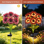 Solar Garden Lights Outdoor, 6 Pack Solar Brown Sunflower Lights with 36 Head 3.5 Inch Flowers, Waterproof, alternate view 3