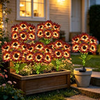 Solar Garden Lights Outdoor, 6 Pack Solar Brown Sunflower Lights with 36 Head 3.5 Inch Flowers, Waterproof, alternate view 6