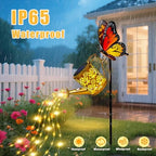 Solar Garden Lights Outdoor Decor, Butterfly Watering Can Lights, 2 Pack, alternate view 2