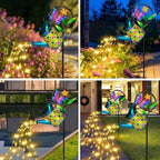 Solar Garden Lights Outdoor Decor, Butterfly Watering Can Shepherd Hook in Blue Butterfly, alternate view 5