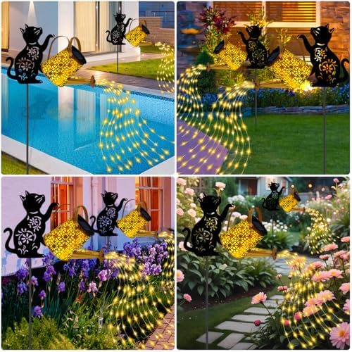 Solar Garden Lights Outdoor Decor, Cat Watering Can Lights for Yard, 1 Pack, alternate view 4