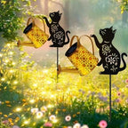 Solar Garden Lights Outdoor Decor, Cat Watering Can Lights for Yard, 2 Pack
