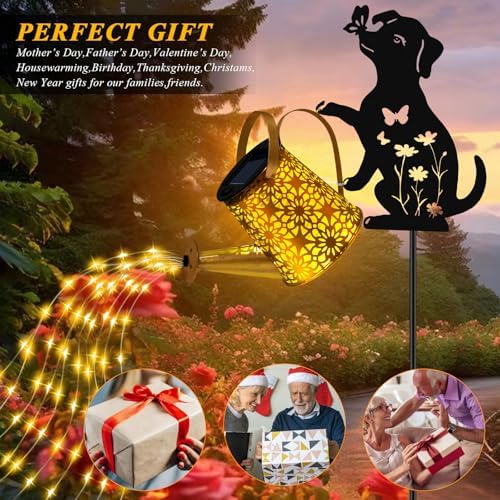 Solar Garden Lights Outdoor Decor, Dog Watering Can Lights for Yard, 2 Pack, alternate view 2