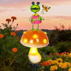 Solar Garden Lights Outdoor, Frog Mushroom Stake Light, Waterproof