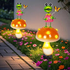 Solar Garden Lights Outdoor, Frog Mushroom Stake Light, Waterproof, alternate view 2