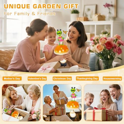 Solar Garden Lights Outdoor, Frog Mushroom Stake Light, Waterproof, alternate view 6
