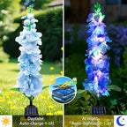 Solar Garden Lights, Solar Blue Delphinium Flowers Lights 4 Pack 80 LEDs, Waterproof Outdoor Light Two Lighting, alternate